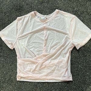 Mesh baby pink lululemon workout tee. Never worn, not a pink person 💗 size 8